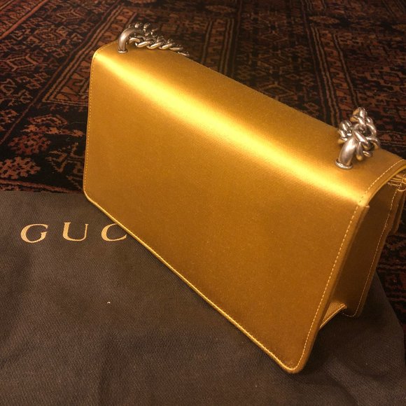 Gucci Small Dionysus Satin Shoulder Bag in Golden Yellow NEW W DUSTBAG - Picture 7 of 11